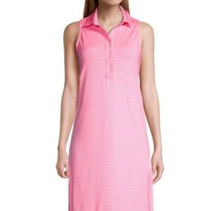 Vineyard Vines Margo Pink & White Sankaty Striped Sleeveless Polo Dress